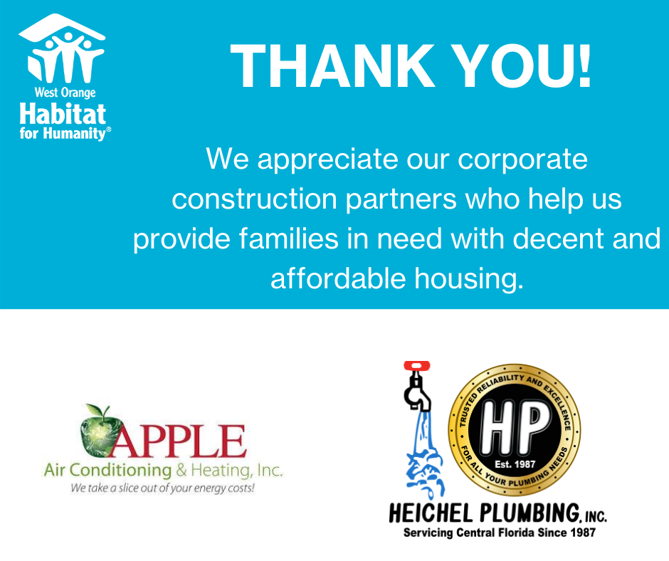 Our West Orange Community is truly one of a kind and Apple Air couldn’t be prouder to support it along side amazing organizations such as Habitat for Humanity! 🍏 #TheAppleDifference